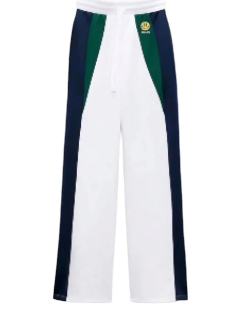 Zara Limited Edition Smiley white, navy, green wide-leg jogger sweatpants small